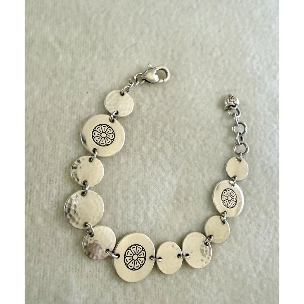 BRIGHTON DAISY FLOWER HAMMERED LINK BRACELET New 7''